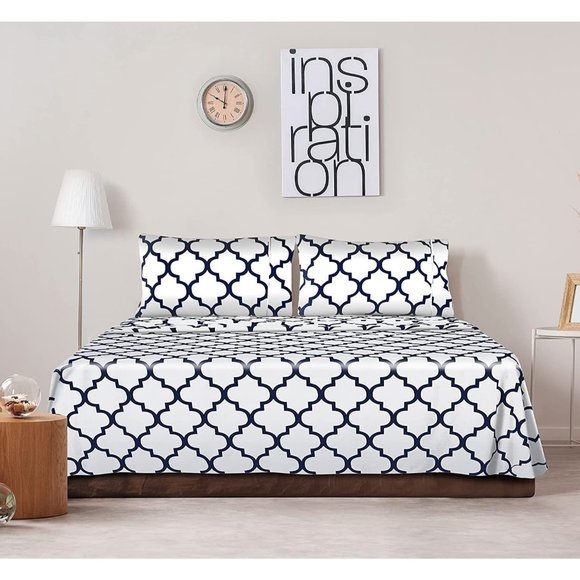 Queen or Eastern King Bed Sheets Set - 4 Piece Bedding - Picture 1 of 9